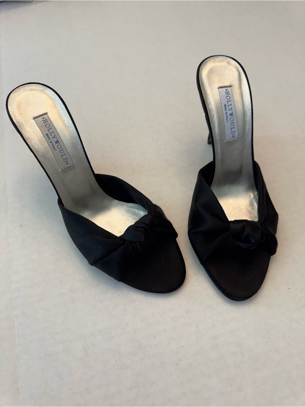 Hollywould Italian Baja Satin Stiletto Mules - Quiet Luxury Vintage EU 37 - Picture 9 of 12